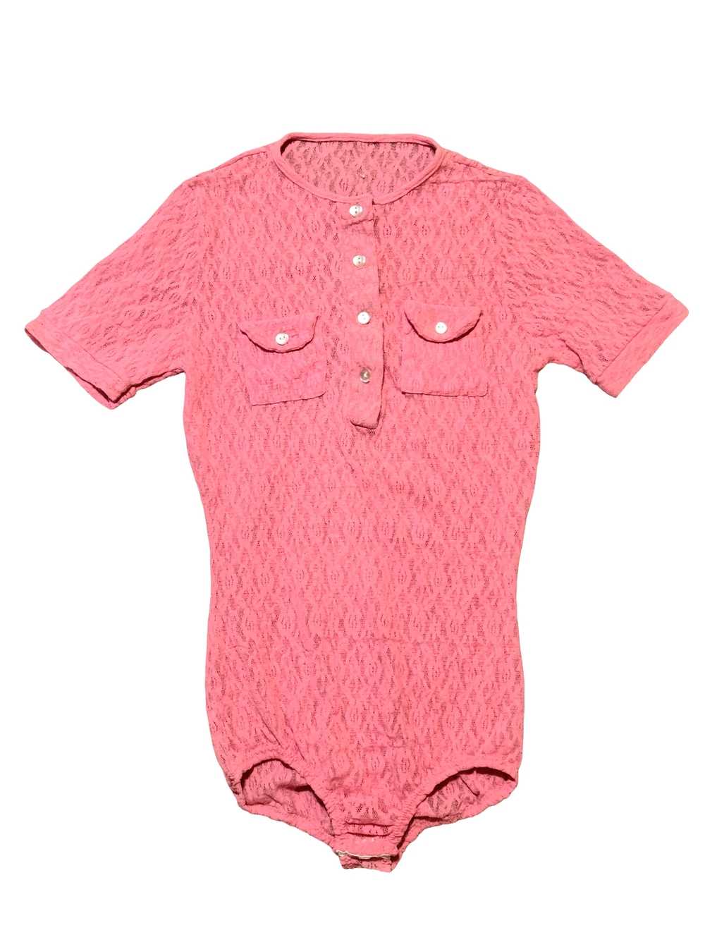 Pink Lace Button-Up Bodysuit